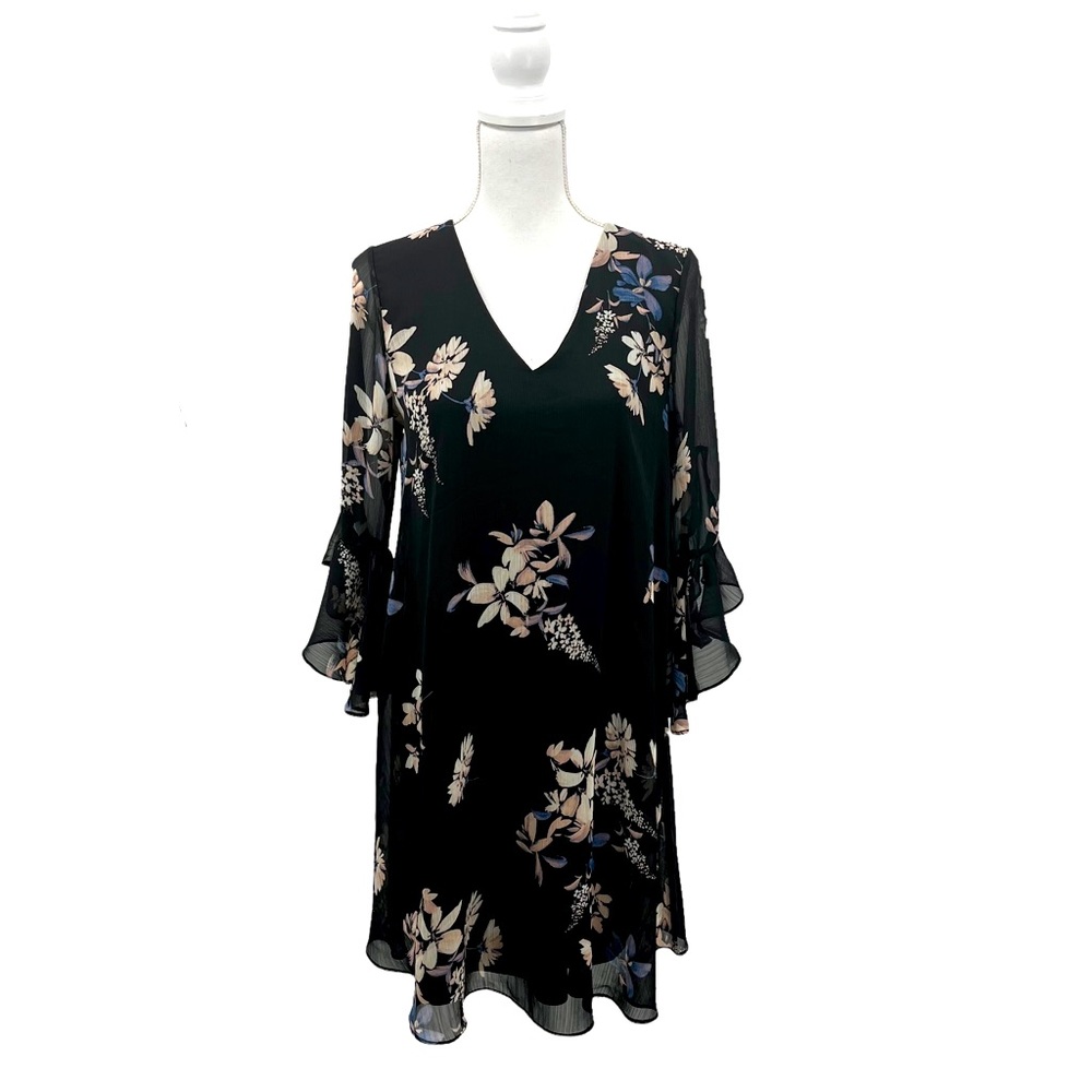 Calvin Klein Sheer Floral Bell Sleeve Dress Size 10